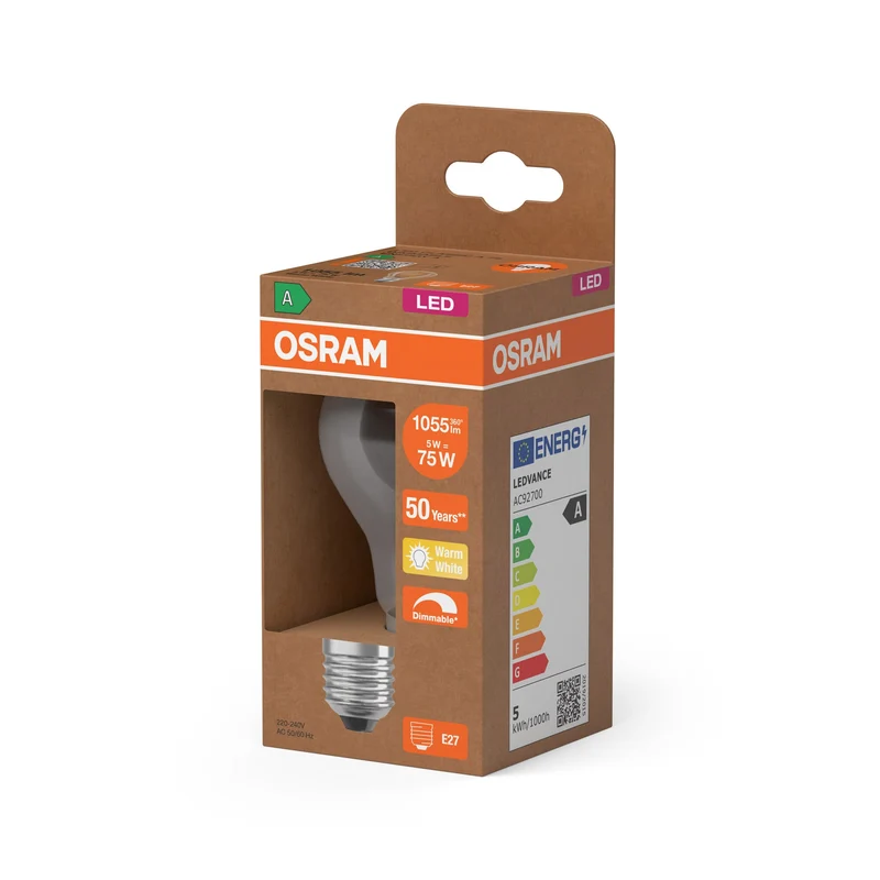 OSRAM SUPERSTAR+ CLASSIC A FIL 75 Lampadina LED, 5,7W, 1055lm, Bianco caldo