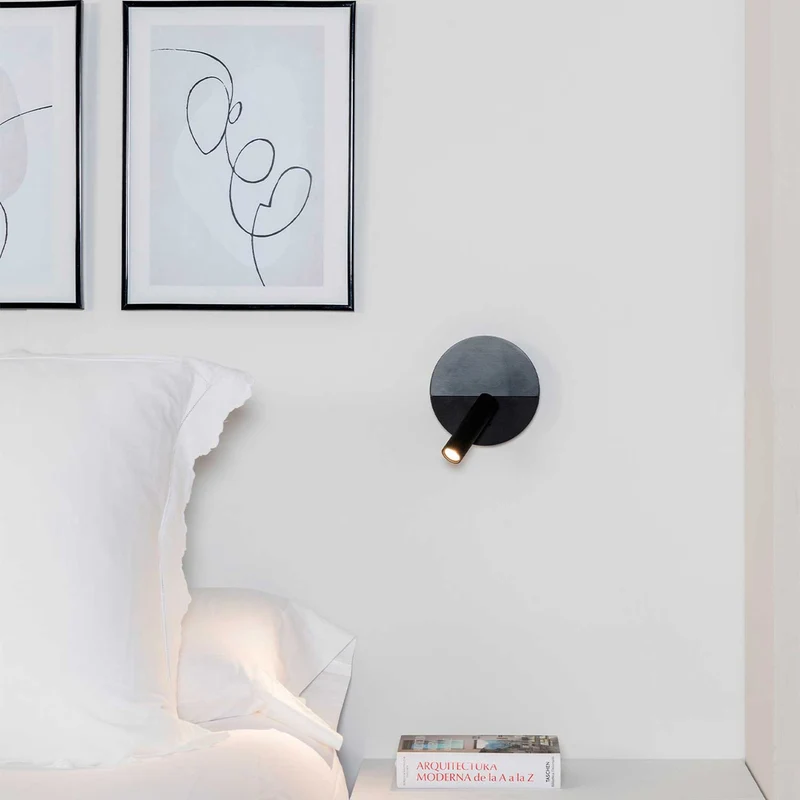 Duas - Applique murale LED avec liseuse USB-C en acier, style contemporain