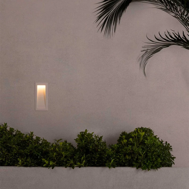 Soun - Applique murale LED encastrée d’extérieur en acier et verre, style contemporain