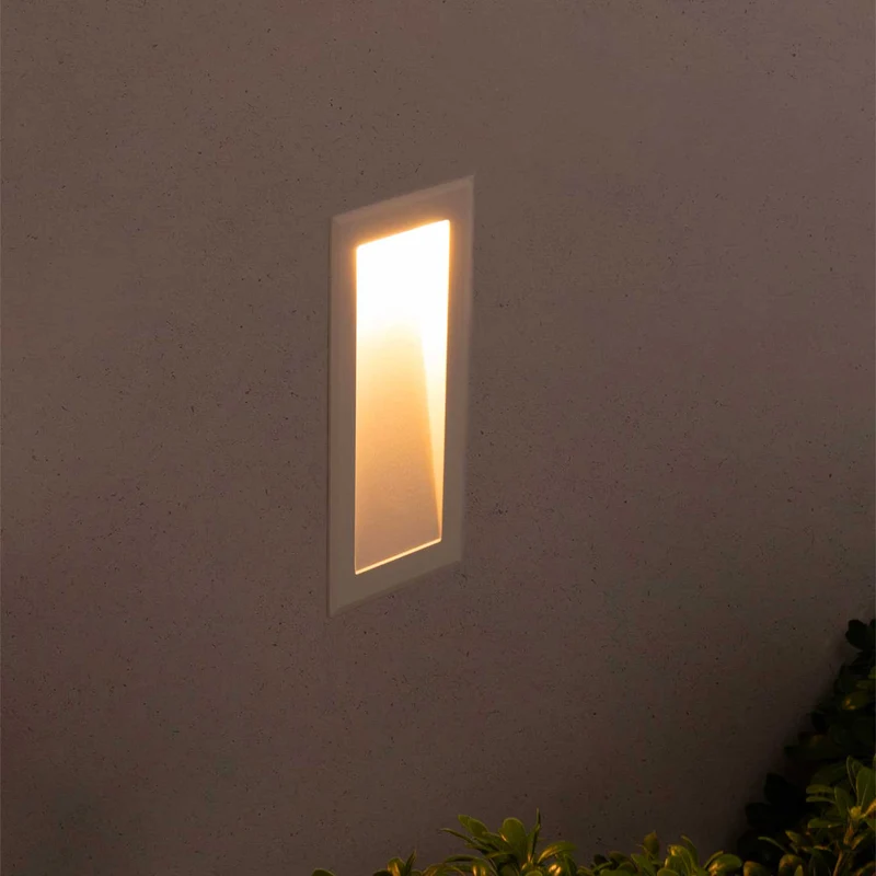 Soun - Applique murale LED encastrée d’extérieur en acier et verre, style contemporain