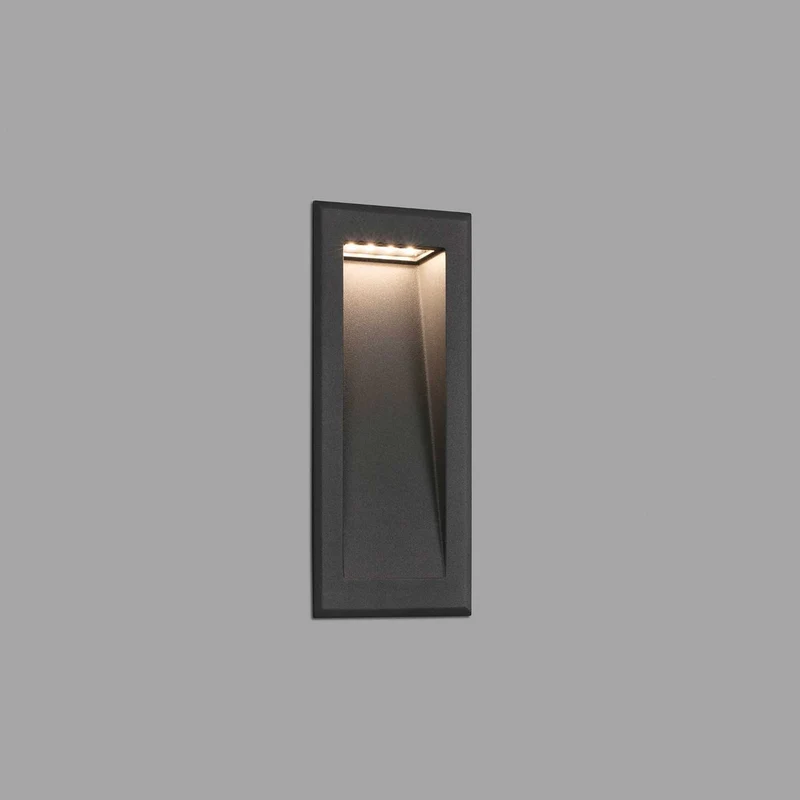 Soun - Applique murale LED encastrée d’extérieur en acier et verre, style contemporain