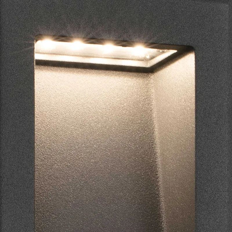 Soun - Applique murale LED encastrée d’extérieur en acier et verre, style contemporain