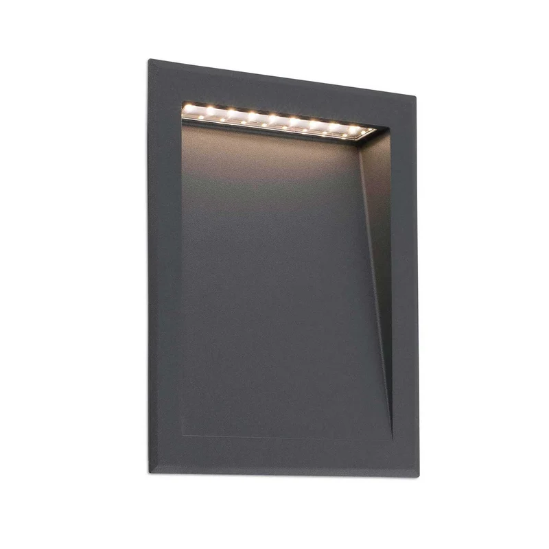 Soun - Applique murale LED encastrée d’extérieur en acier et verre, style contemporain