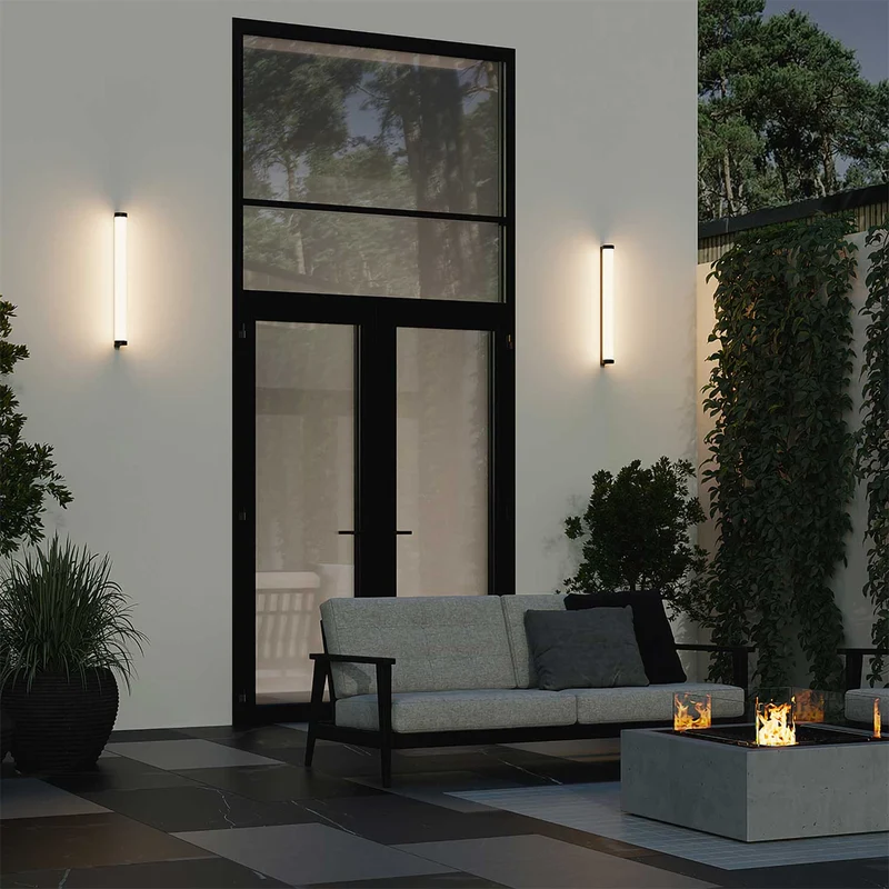 Rounge - Applique murale LED tubulaire en aluminium et acrylique, style contemporain
