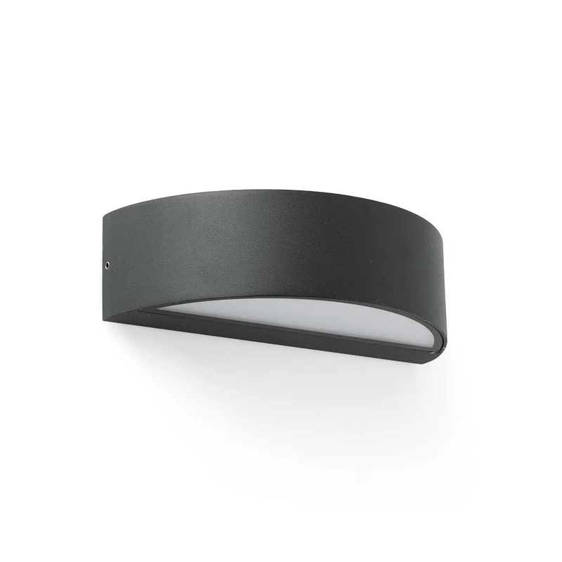 Oval - Applique murale LED d’extérieur en acier et verre, style contemporain