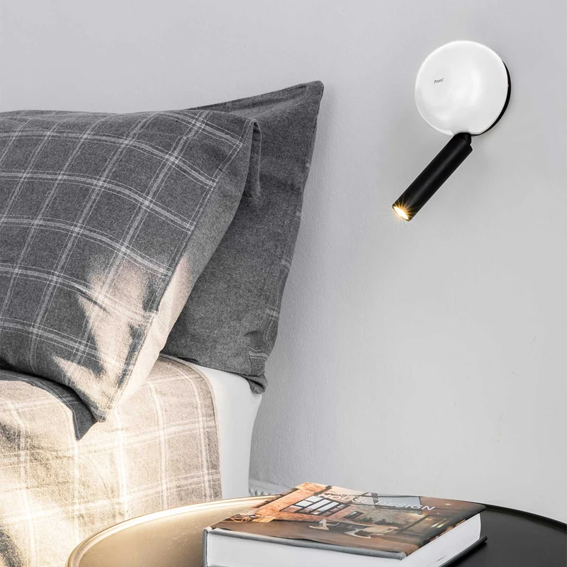 Press - Applique murale LED avec interrupteur en acier, style moderne