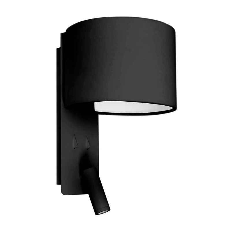 Fold - Applique murale avec liseuse LED en acier et tissu, style moderne
