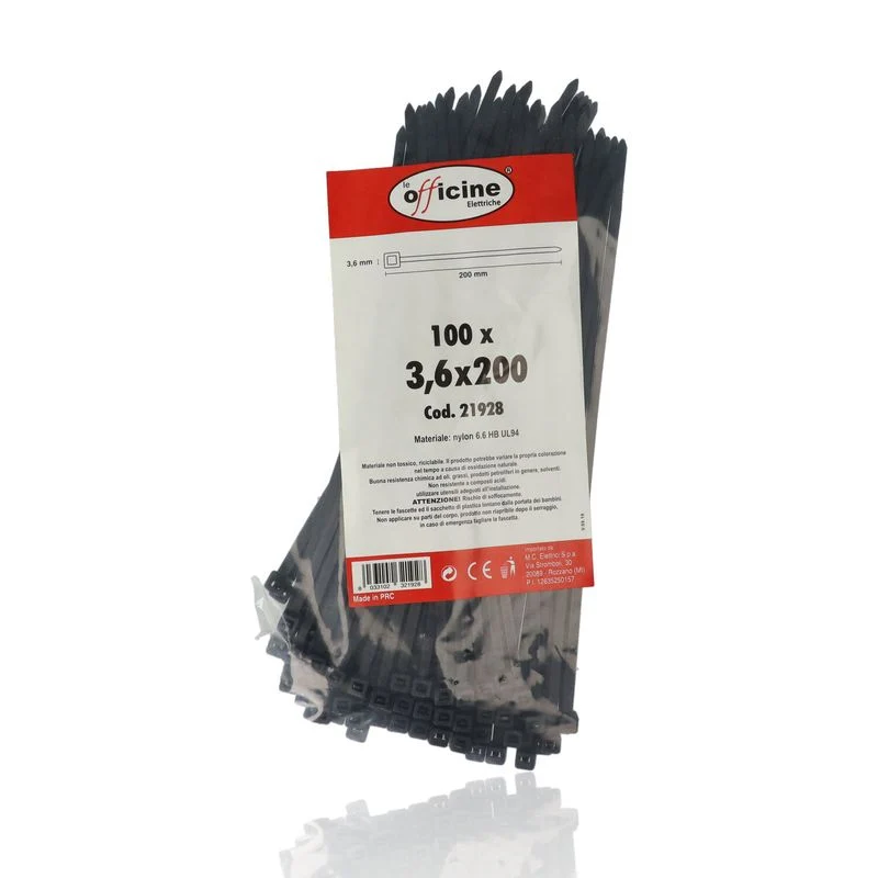 Fascette in nylon 200x36 - 100pz. Colore nero