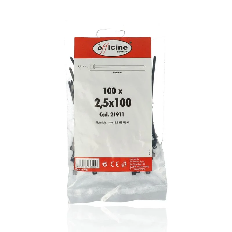 Fascette in nylon 100x25 - 100pz. Colore nero