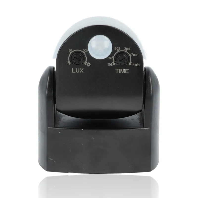 Rilevatore di presenza ad infrarossi da parete IP65 180°/360° - Nero