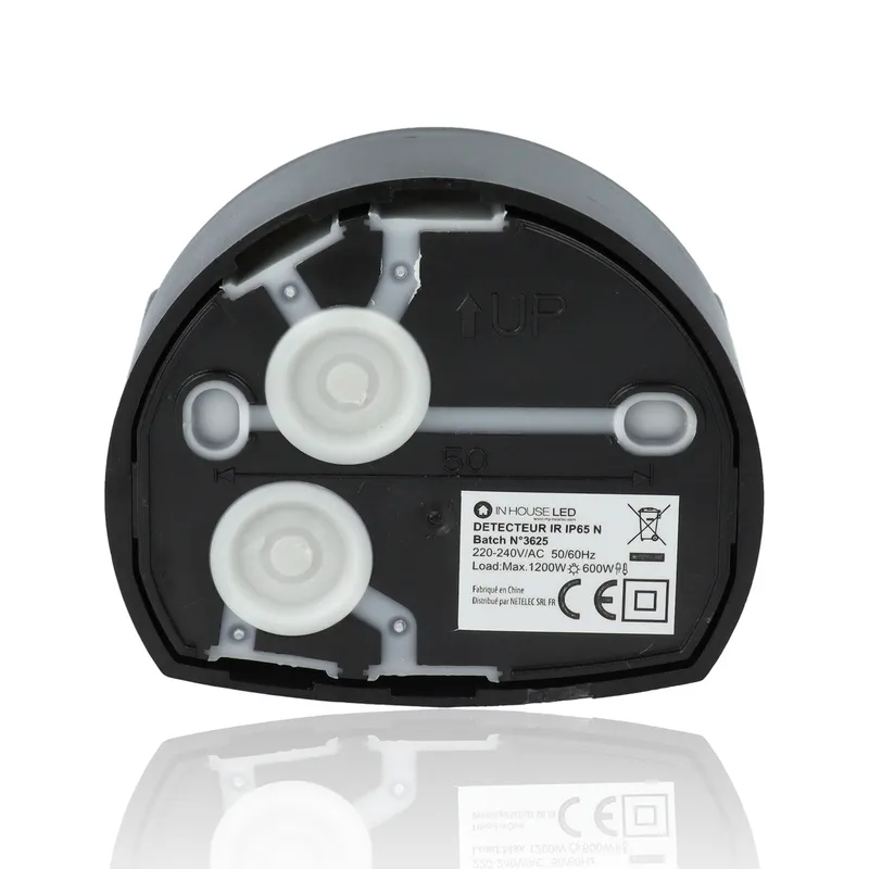 Rilevatore di presenza ad infrarossi da parete IP65 180°/360° - Nero