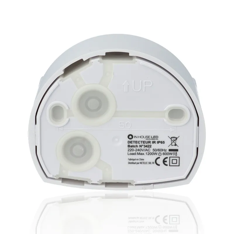 Rilevatore di presenza ad infrarossi da parete IP65 180°/360° - Bianco