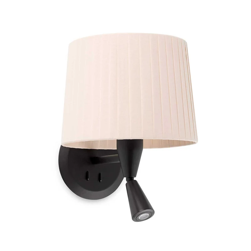 Samba - Applique murale avec liseuse en acier et tissu, style contemporain