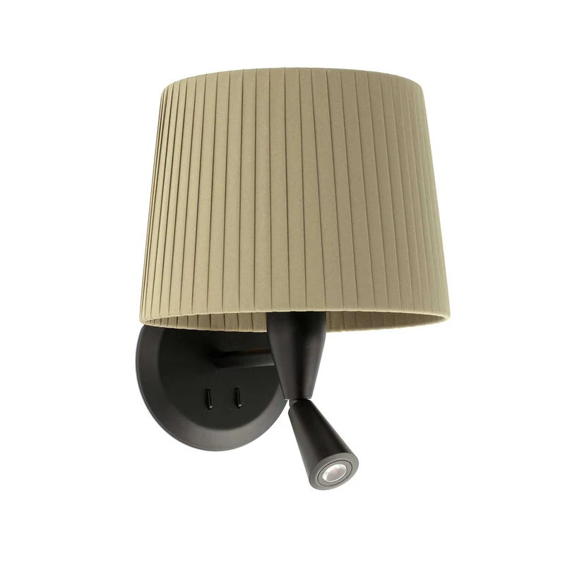 Samba - Applique murale avec liseuse en acier et tissu, style contemporain