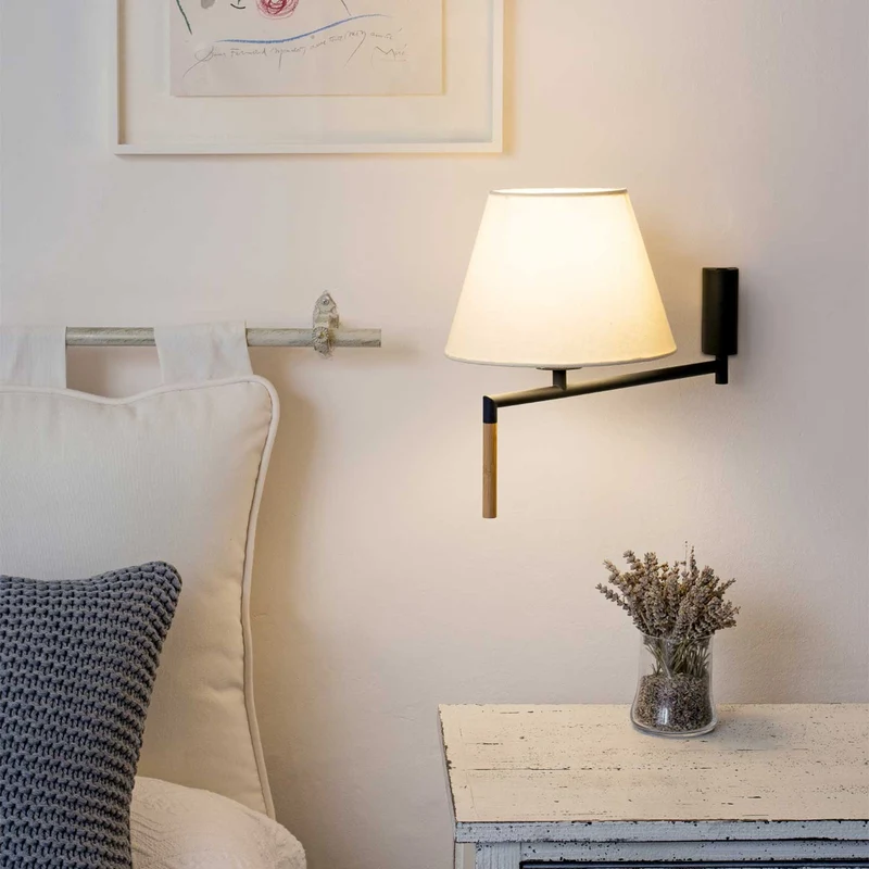 Ron - Applique murale orientable en acier et tissu, style moderne
