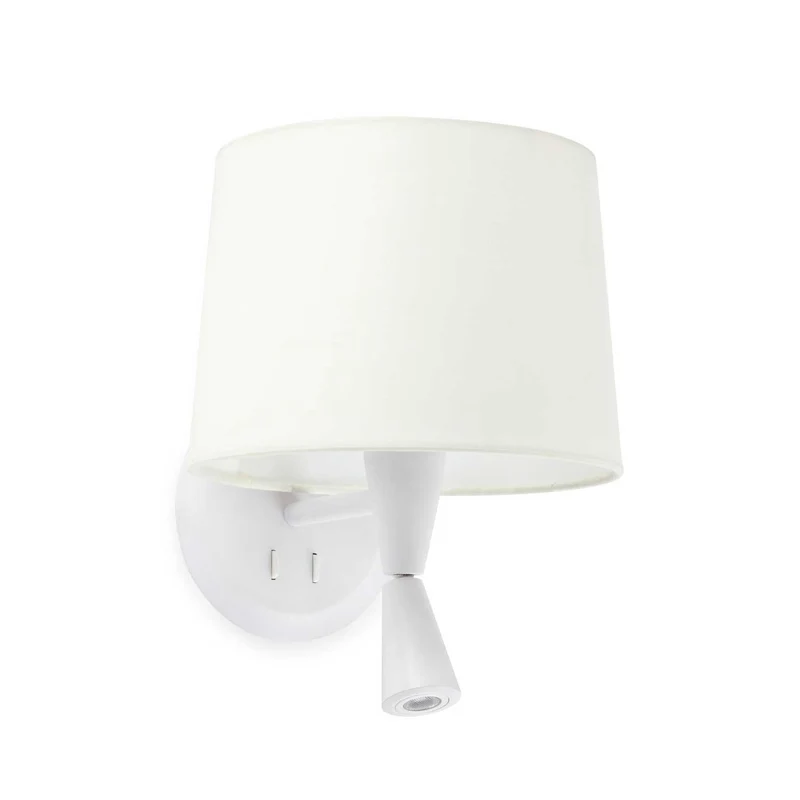 Conga - Applique murale avec liseuse en acier et tissu, style moderne