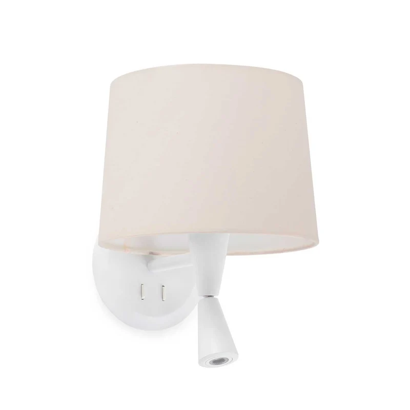 Conga - Applique murale avec liseuse en acier et tissu, style moderne