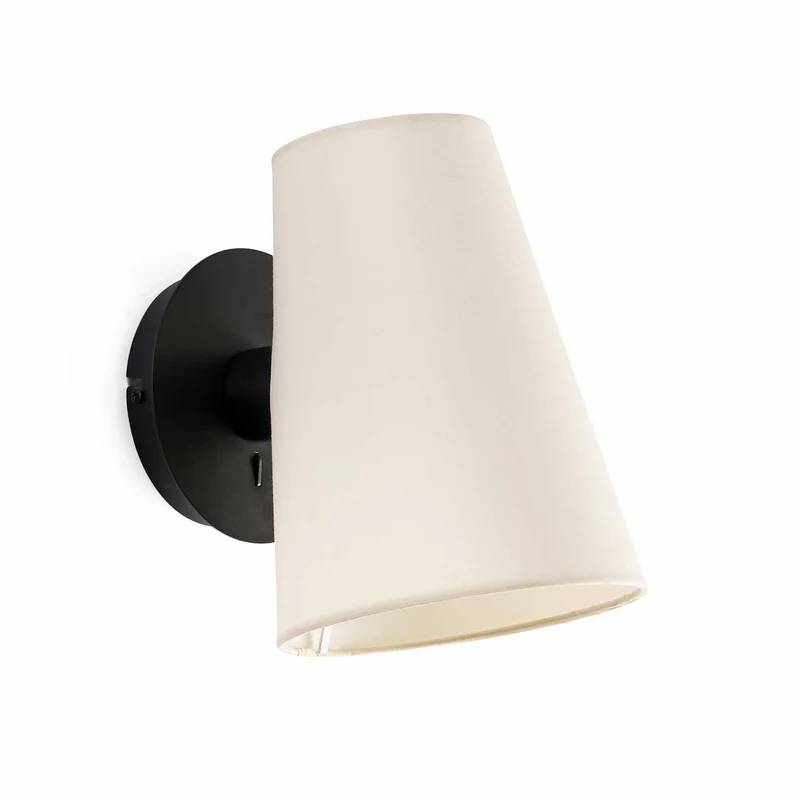 Lupe - Applique murale avec liseuse en acier et tissu, style moderne