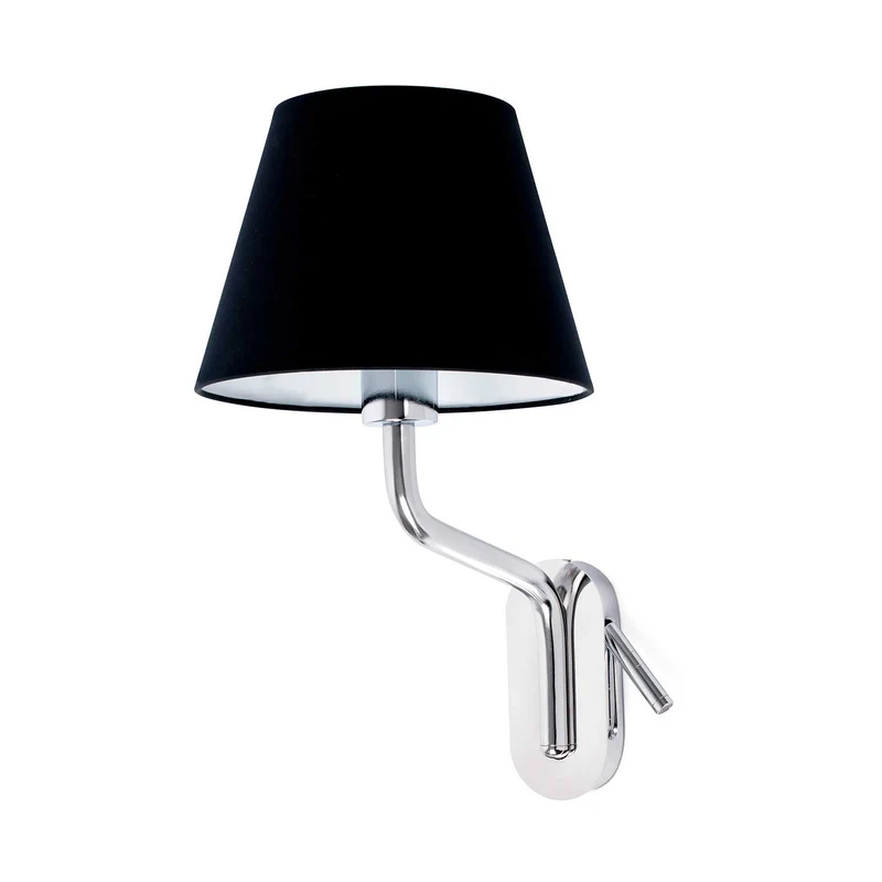 Eterna - Applique murale avec liseuse en acier et tissu, style moderne