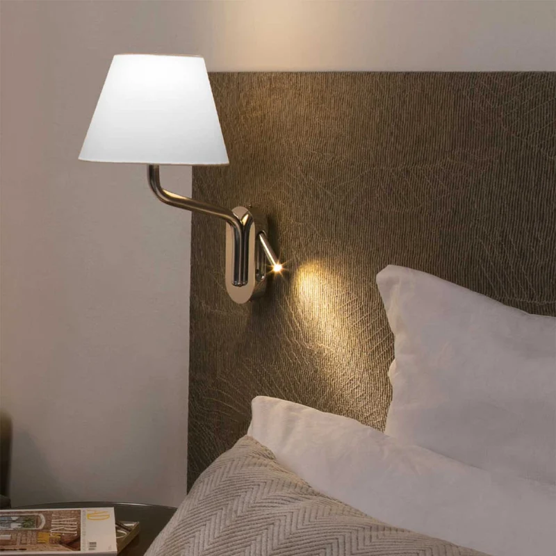 Eterna - Applique murale avec liseuse en acier et tissu, style moderne
