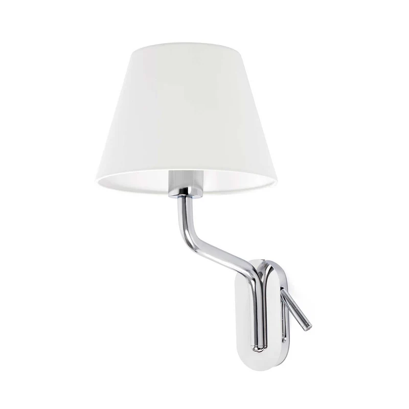 Eterna - Applique murale avec liseuse en acier et tissu, style moderne