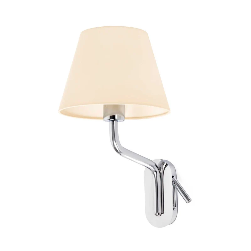 Eterna - Applique murale avec liseuse en acier et tissu, style moderne