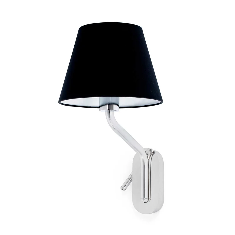 Eterna - Applique murale avec liseuse en acier et tissu, style moderne