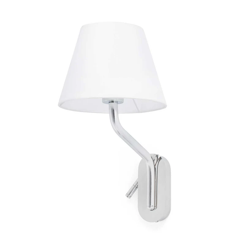 Eterna - Applique murale avec liseuse en acier et tissu, style moderne