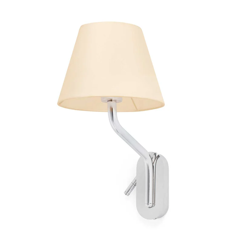 Eterna - Applique murale avec liseuse en acier et tissu, style moderne