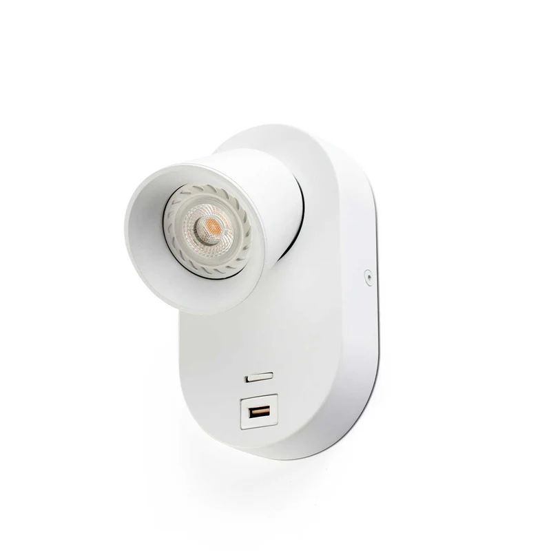Corb - Applique murale avec port USB-A en acier, style contemporain