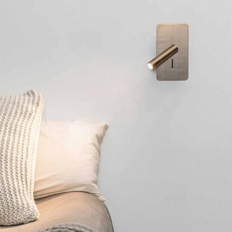 Suau - Applique murale LED avec liseuse en acier, style industriel