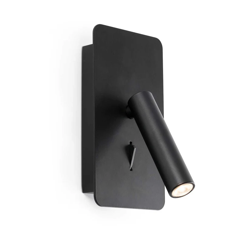 Suau - Applique murale LED avec liseuse en acier, style industriel
