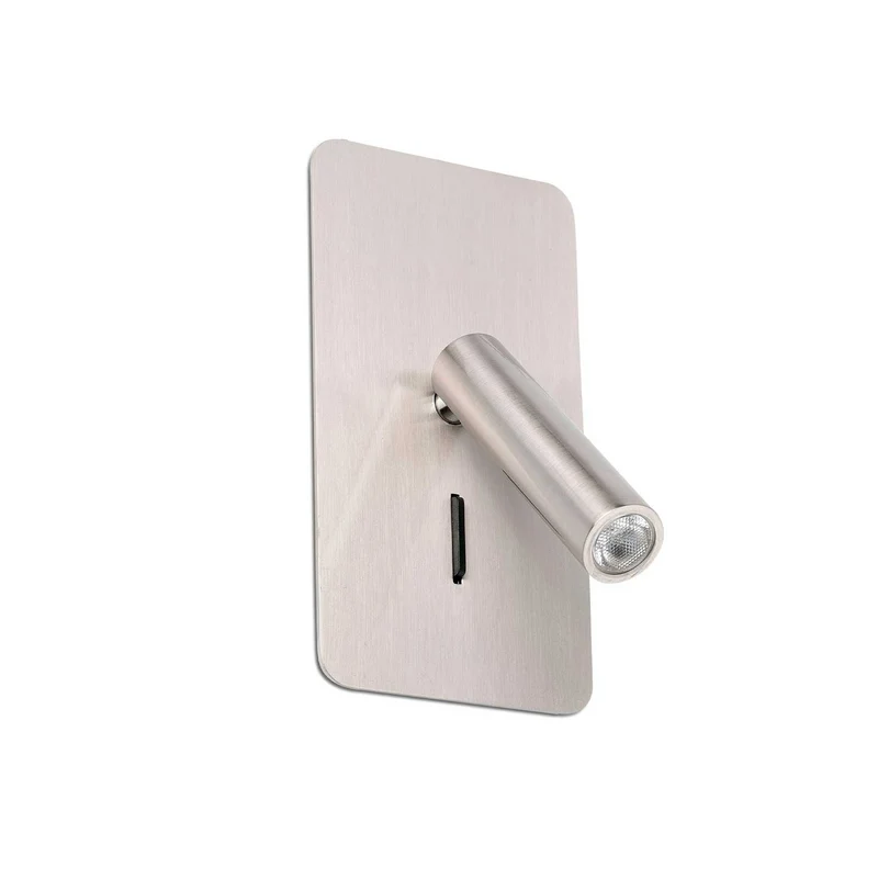 Suau - Applique murale LED avec liseuse en acier, style industriel