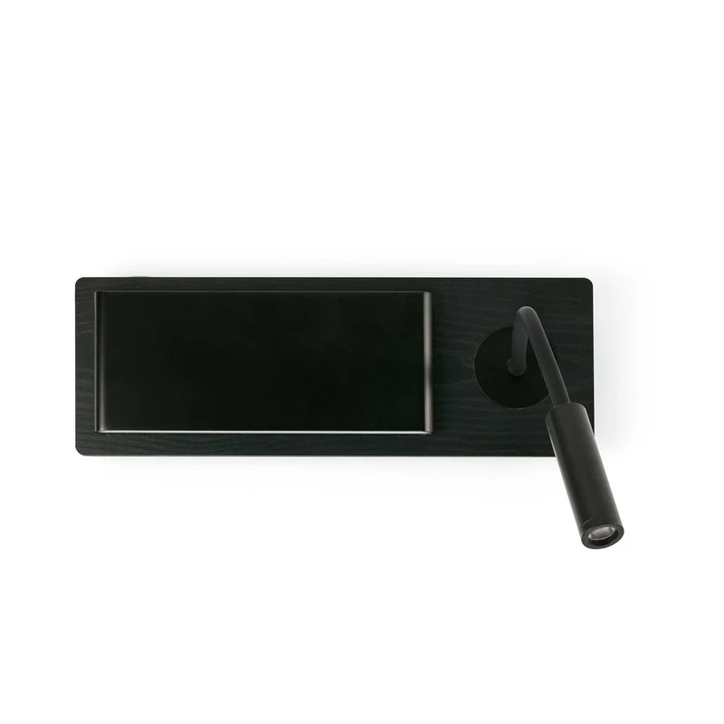 Mood - Applique murale LED avec tablette en acier et bois, style contemporain