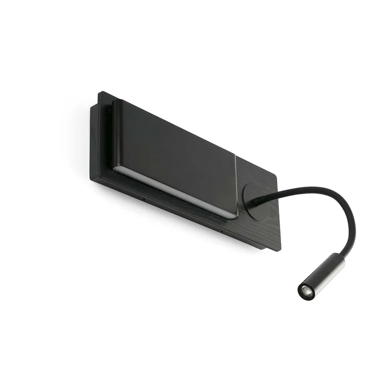 Mood - Applique murale LED avec tablette en acier et bois, style contemporain