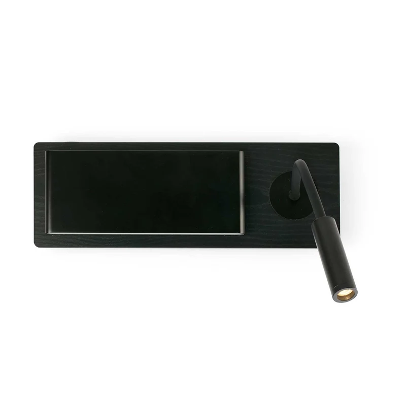 Mood - Applique murale LED avec tablette en acier et bois, style contemporain