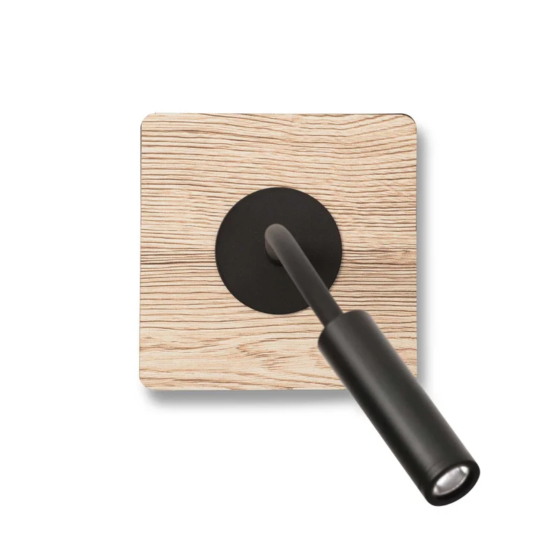 Mood - Applique murale LED avec tablette en acier et bois, style contemporain