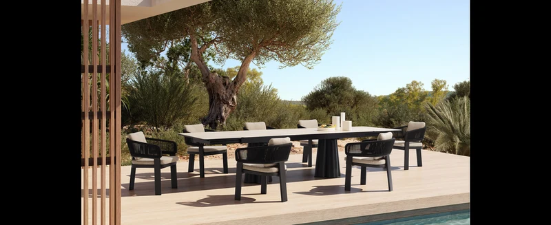 Casa Padrino Luxus Garten Essgruppe Olivgrau / Grau 9-teilig - Wetterfest und hochwertig verarbeitet - Moderne Garten Möbel - Luxus Qualität