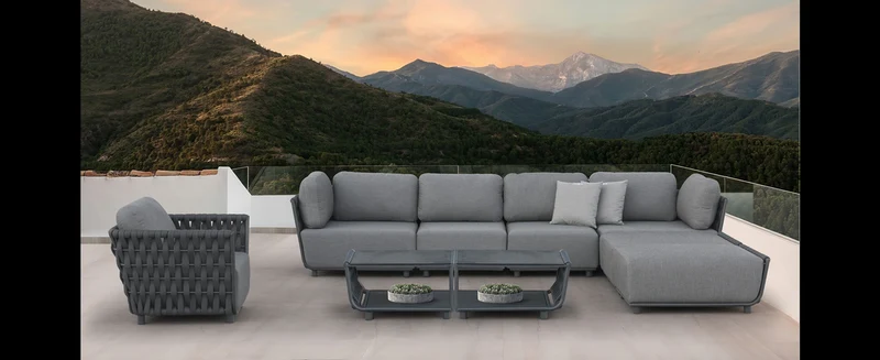 Casa Padrino Luxus Garten Lounge Set Anthrazit 8-teilig 110 x 90 x H. 86 cm - Wetterfest und hochwertig verarbeitet - Moderne Garten Möbel - Luxus Qualität