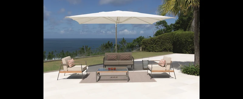 Casa Padrino Luxus Garten Lounge Set Taupe 5-teilig 202 x 92 x H. 75 cm - Wetterfest und hochwertig verarbeitet - Moderne Garten Möbel - Luxus Qualität