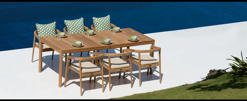 Casa Padrino Luxus Garten Essgruppe 7-teilig 100 x H. 75 cm - Wetterfest und hochwertig verarbeitet - Moderne Garten Möbel - Luxus Qualität