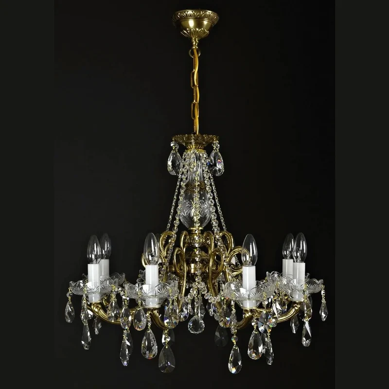 Casa Padrino Luxus Barock Kristall Kronleuchter Gold Ø 65 x H. 48 cm - Prunkvolle Messing Kronleuchter mit böhmischem Kristallglas - Barock Möbel - Edel & Prunkvoll