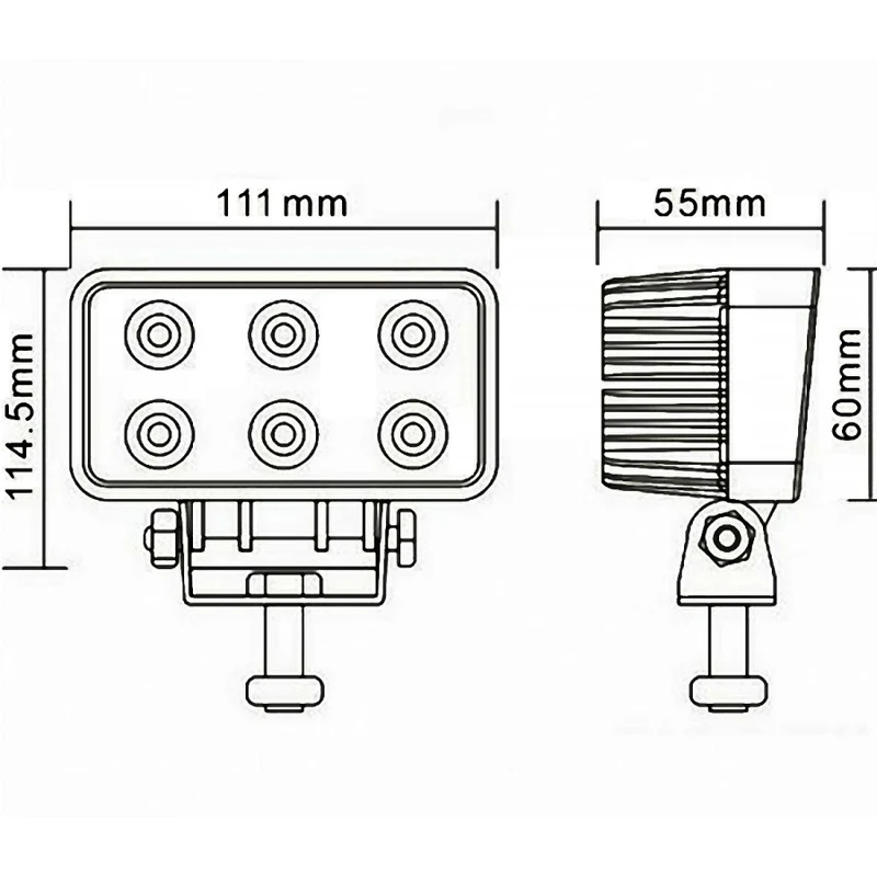 Faro da lavoro a LED rettangolare da 18 W con fascio luminoso ampio da 1100 lumen