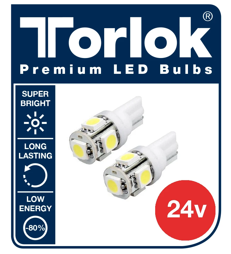 Lampadine LED di parcheggio Torlok Premium 24v T10 per camion / Confezione da 2