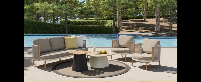 Casa Padrino Luxus Garten Lounge Set Olivgrau / Grau 4-teilig 224 x 85 x H. 89 cm - Wetterfest und hochwertig verarbeitet - Moderne Garten Möbel - Luxus Qualität