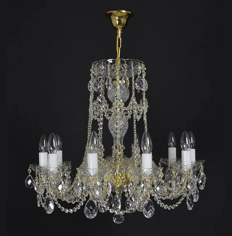 Casa Padrino Luxus Barock Kristall Kronleuchter Gold Ø 65 x H. 52 cm - Prunkvolle Messing Kronleuchter mit böhmischem Kristallglas - Barock Möbel - Edel & Prunkvoll