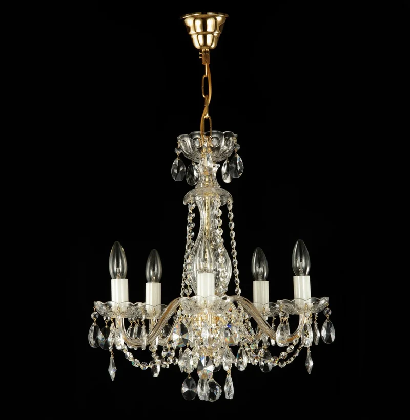 Casa Padrino Luxus Barock Kristall Kronleuchter Gold Ø 50 x H. 50 cm - Prunkvolle Messing Kronleuchter mit böhmischem Kristallglas - Barock Möbel - Edel & Prunkvoll