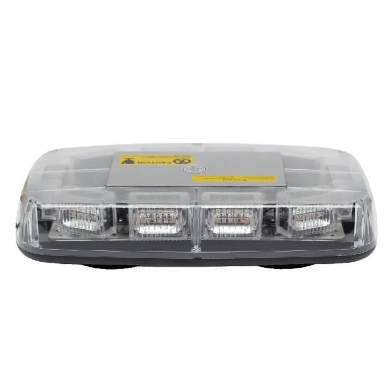 Barra luminosa a LED magnetica Mini Beacon Ambra 12/24v con lente trasparente