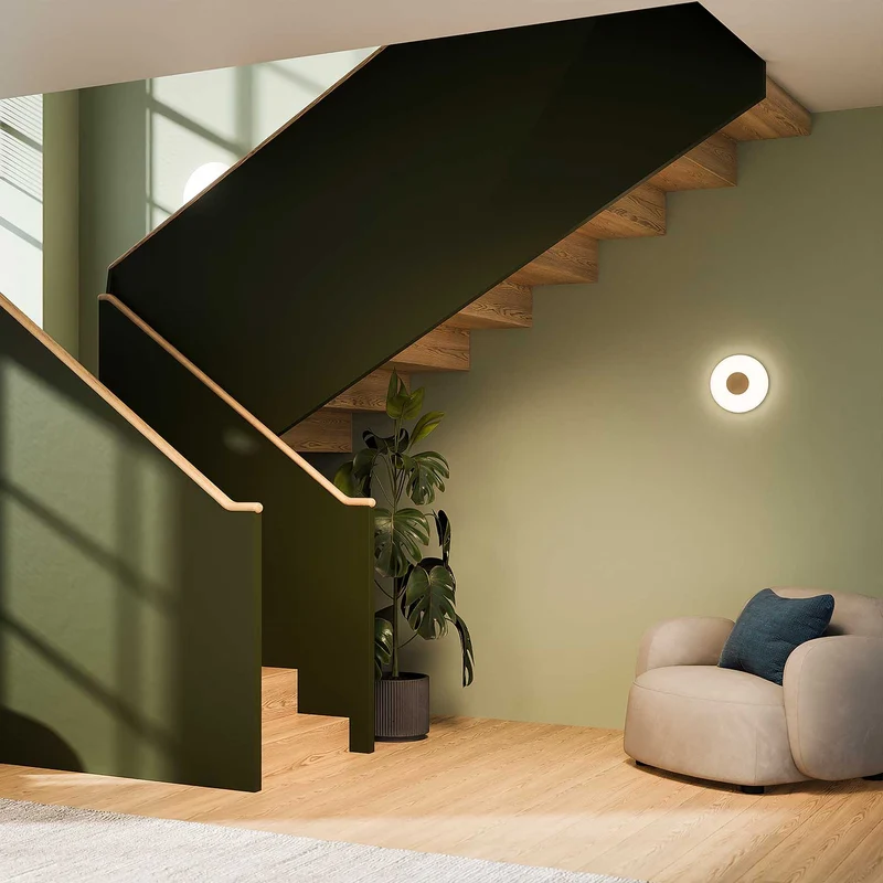 Glint - Applique murale LED en verre opalin et laiton, style Art déco