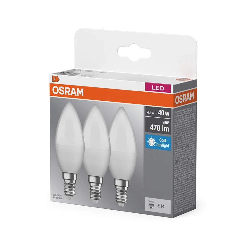 BASE LED CLASSICA B 4.9W 865 Satinata E14 Confezione Tripla